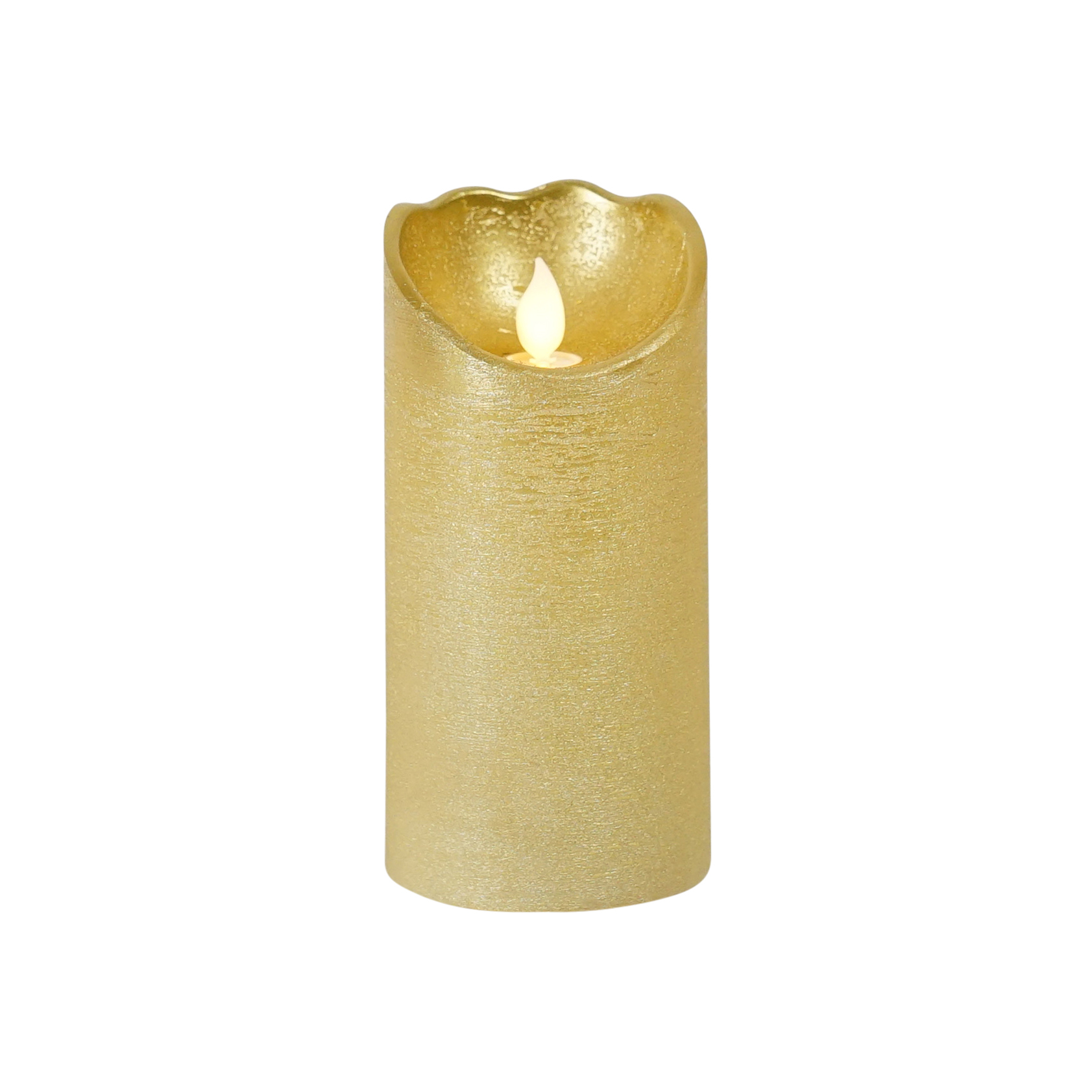 Beacon LED Wax Pillar Candle – Gold (sml) – Tiaro Christmas Cottage