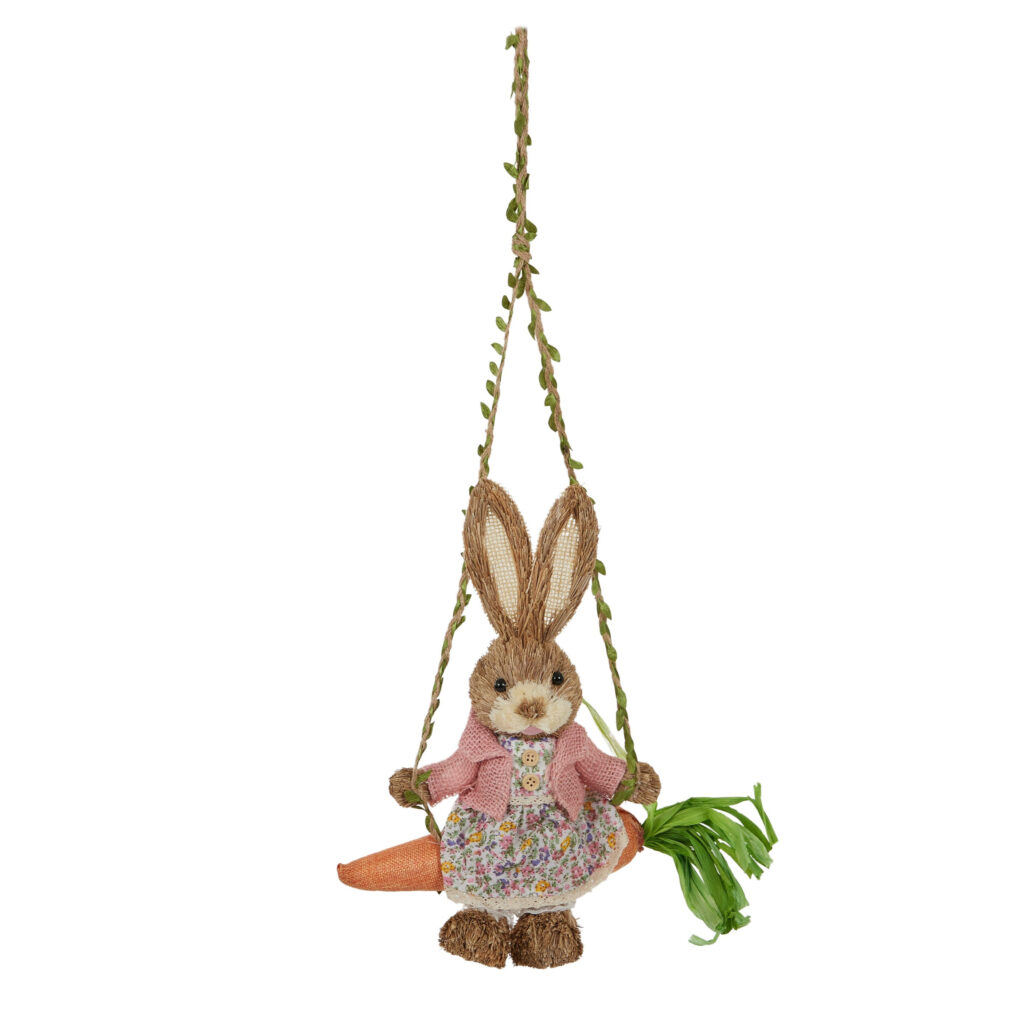 Prue Bunny Straw Bunny on a Swing Tiaro Christmas Cottage