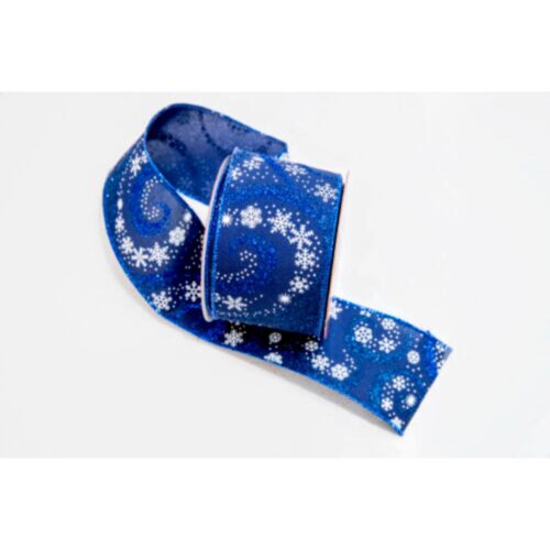 Ribbon:  Blue with Blue Glitter Swirl & White Snowflake