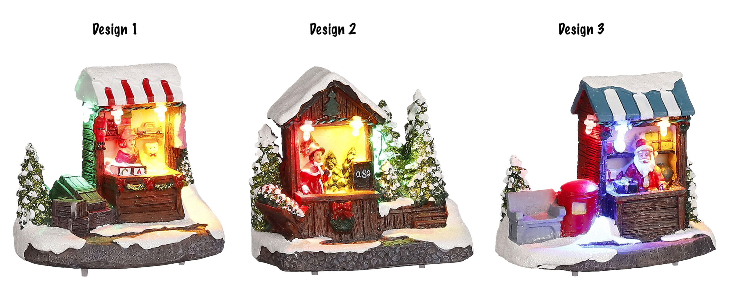 Luville Christmas Market Stall 3 Assorted Tiaro Christmas Cottage