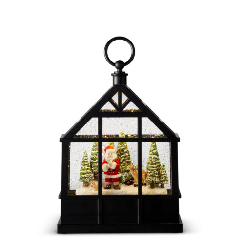 Glitter Globe - Led Santa Cuts Down Tree