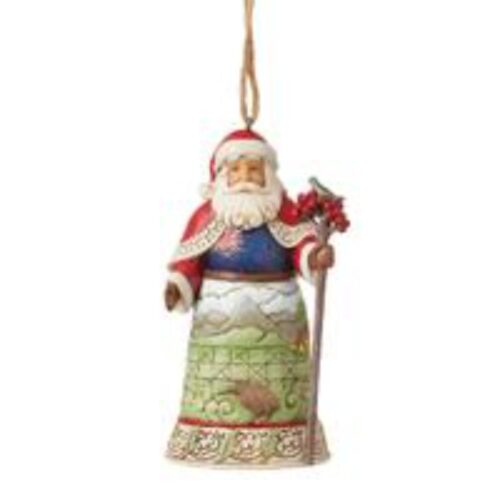 Jim Shore New Zealand Santa Hanging Ornament, NZ Flag, Kiwi's, Christmas Bush and Kea iconic of New Zealand