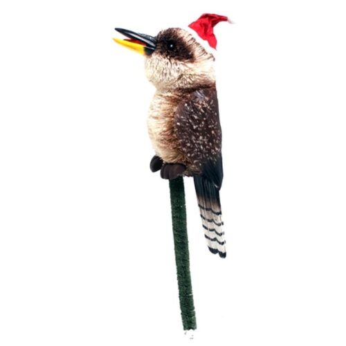 Bristlebrush kookaburra Tree topper wearing Santa Hat