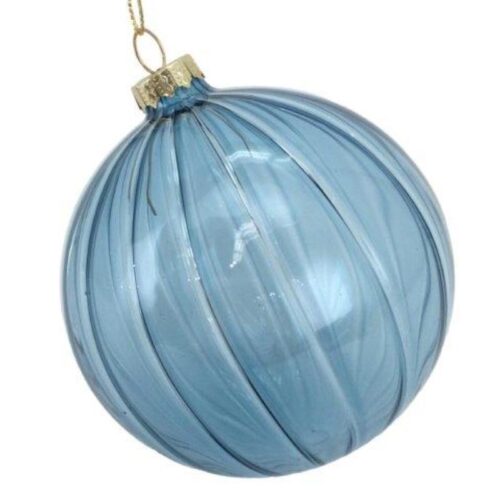 Transluscent Glass, Blue Baubles, Diameter is 10cm