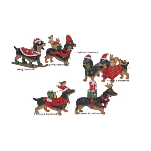 Christmas Dachshunds HO 6 Assorted