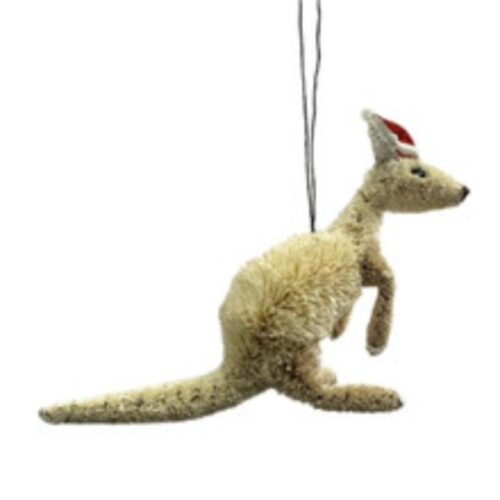 Bristlebrush - White Kangaroo with Santa Hat