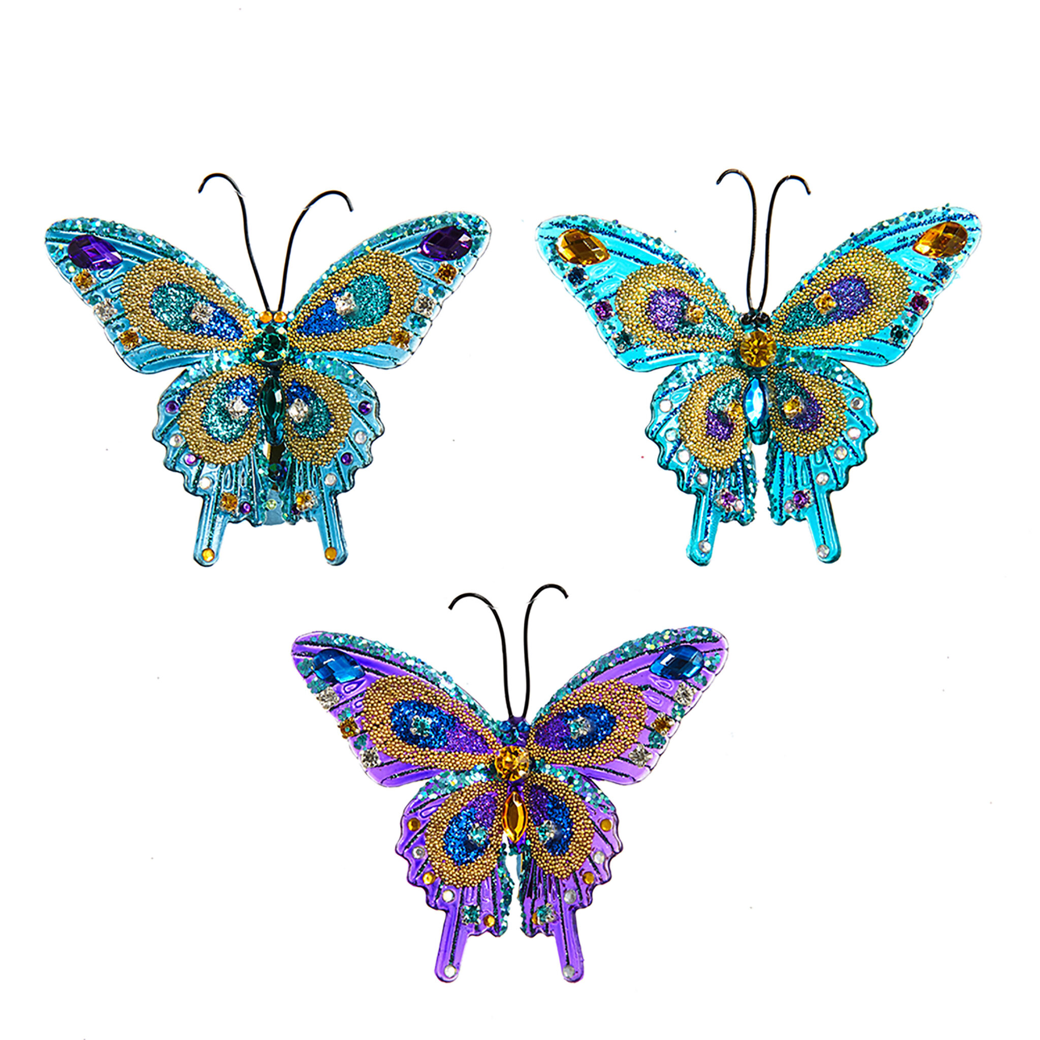 Butterfly Clip On Peacock 3 Assorted Tiaro Christmas Cottage