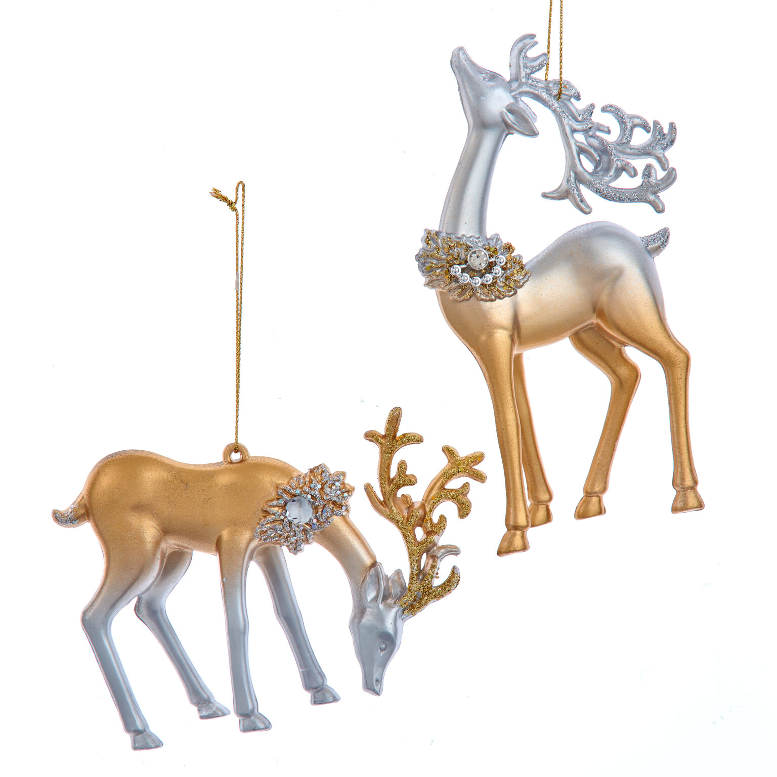 Deer Ombre Gold & Silver 2 Asst Tiaro Christmas Cottage