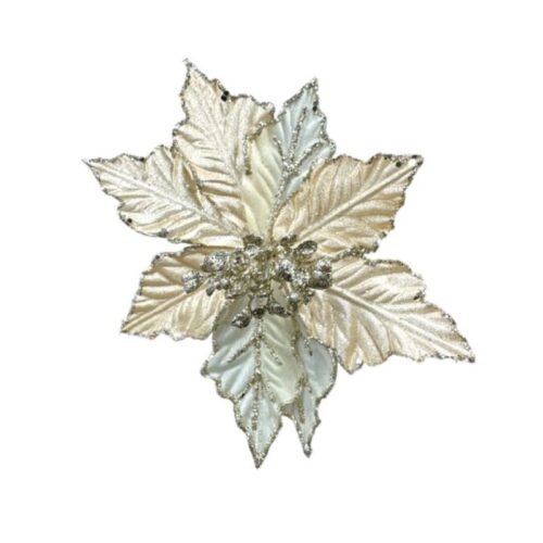 Poinsettia Clip On - Champagne Gold Centre
