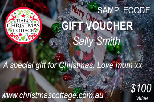 $100 Gift Voucher from Tiaro Christmas Cottage