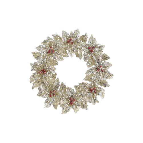 Gold and Silver Wreath with Red Berries, lots of glitter Hanging Ornament