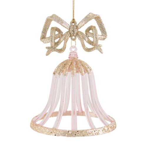 Pink Bell with Gold Bow Hanging ornament