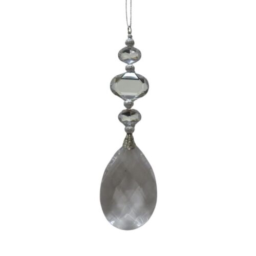 Clear Gem Hanging ornament, oval shaped gems hanging in in column