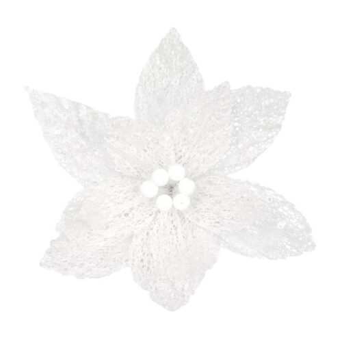 White PVC lace flower with sequence on petals