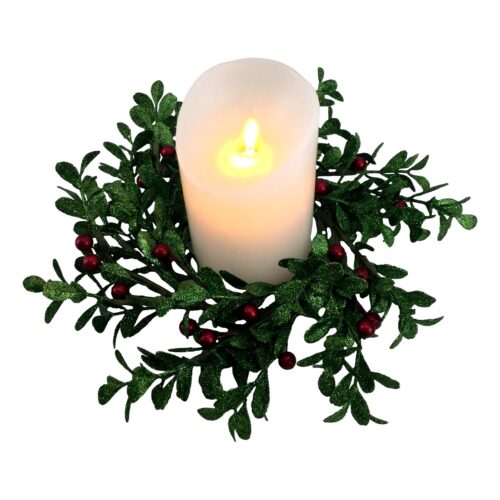 Holly Candle Ring Wreath, Candle not included Suitable for pillar candle.