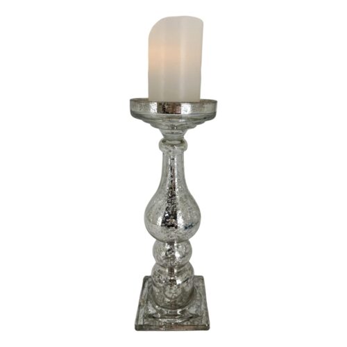 Large Silver Glass Candle Holder - Champagne Splendour Collection