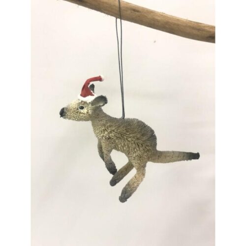 Bristlebrush Grey Kangaroo with Santa Hat