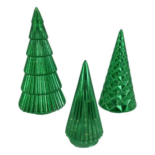 Conical Shaped Christmas Trees - Green, Glass