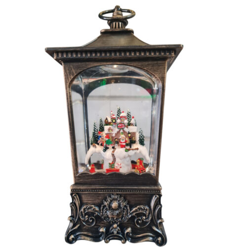 Rotating LED Glitter Globe with Santa Village