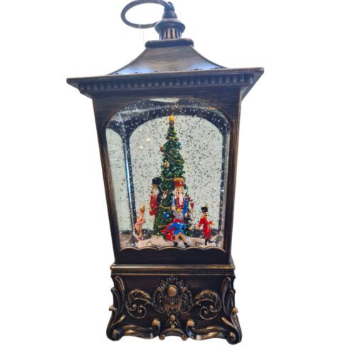 Rotating LED Glitter Globe with Christmas Tree & N/Crackers