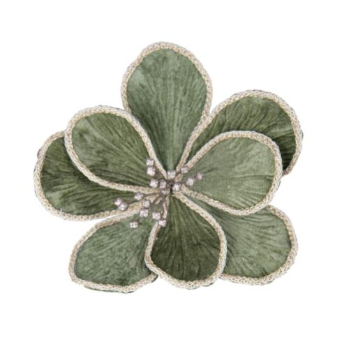 Sage Green Velvet Flower with natural coloured rope edge