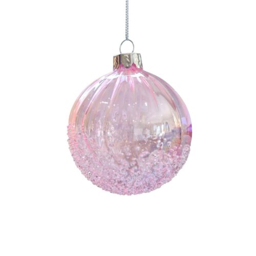 Bauble, Pink Iridescent, 3 Asst