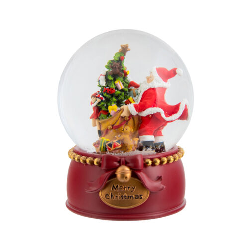 Wind Up Musical Snow Globe Santa with Tree