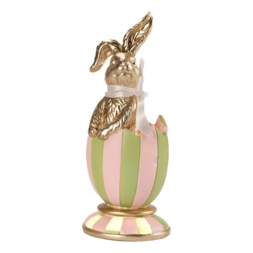 Pastel Striped Egg with Gold Bunny