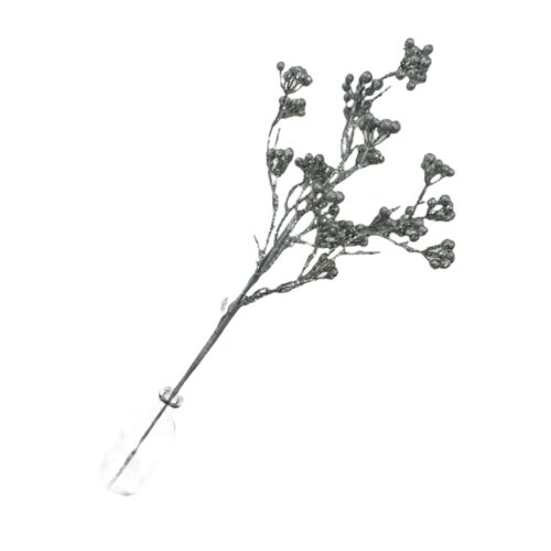 Silver Glitter Berry Cluster Spray