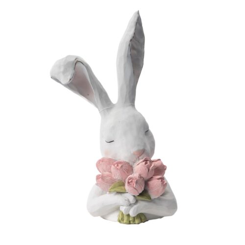 Bunny Bust with Pink Tulip