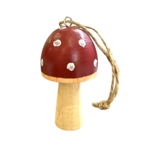Natural Wooden Red & White Cap Mushroom