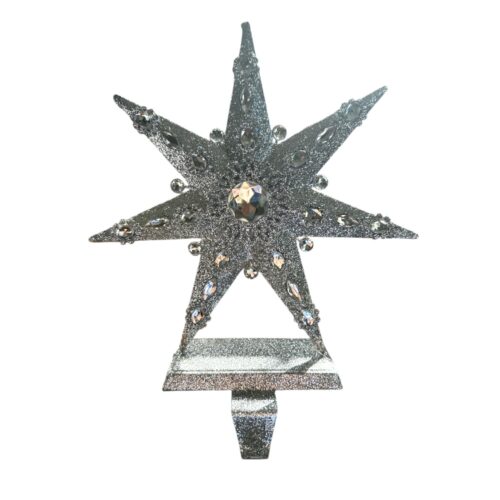 Silver Glitter Star Stocking Holder