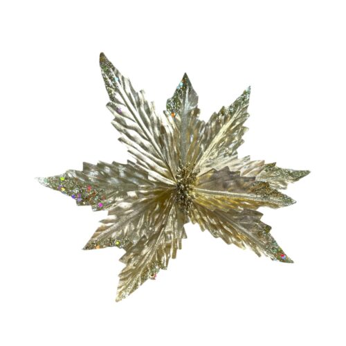 Fabric Flower Clip On - Metallic Gold Star
