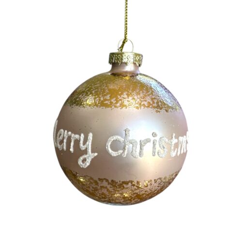 Bauble - Champagne with 'Merry Christmas' - 8cm