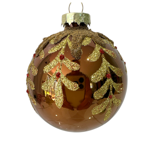 Bauble - Copper With Gold Design - 8cm