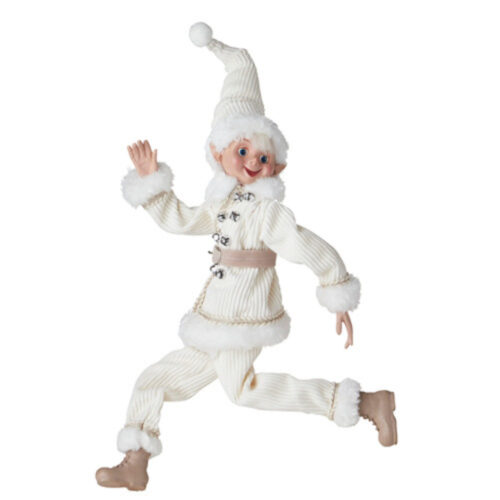 Deck The Halls, Poseable Elf Corduroy White
