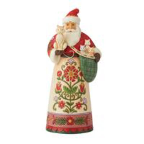 Heartwood Creek - Santa Holding Cat & Kittens