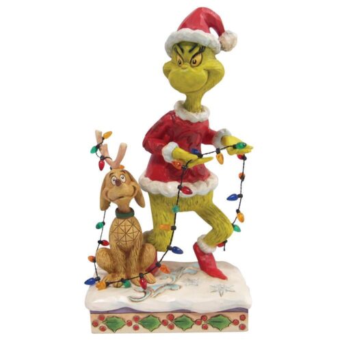 Grinch by Jim Shore, Grinch and Max Wrapped in Lights
