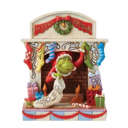 Jim Shore - Grinch Peaking Out Of Fireplace