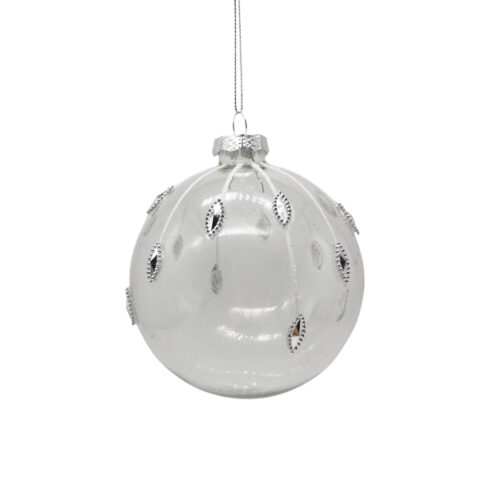 Bauble -Jewelled Round Clear