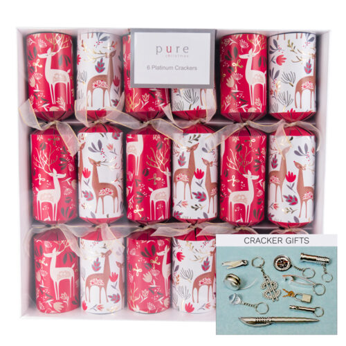 Bon Bon - 6 Red & White Reindeer - Platinum Crackers