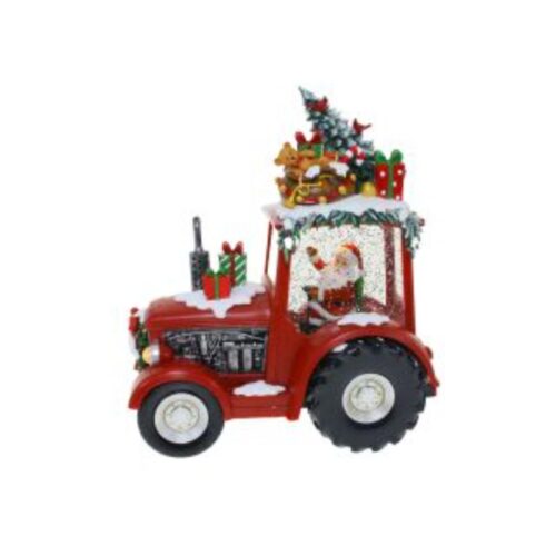 LED Tractor Glitter Globe - Santa with Gifts