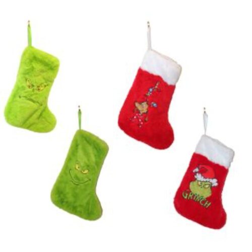 Grinch Plush Stockings,  4 Asst