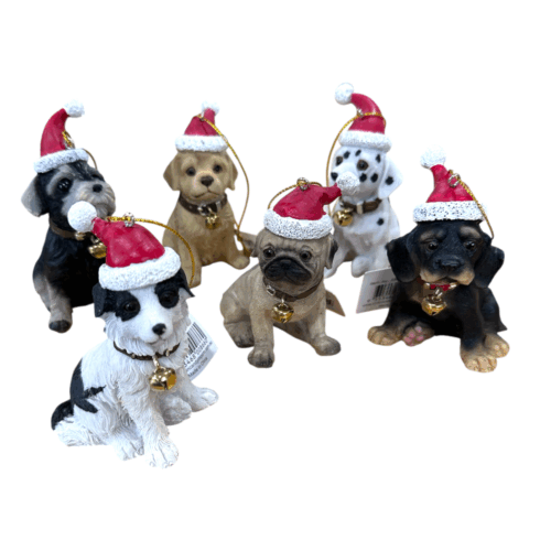 Christmas Dog Hanging Ornament 6 Asst