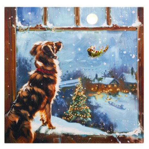 Paws & Claus, Lit Print Waiting for Santa