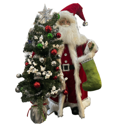 Santa with Lit Trees