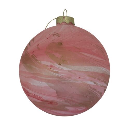 Bauble, Pink and Gold Marble Round, cm