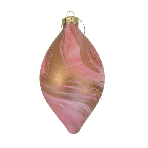 Bauble, Pink and Gold Marble Drop, 14cm