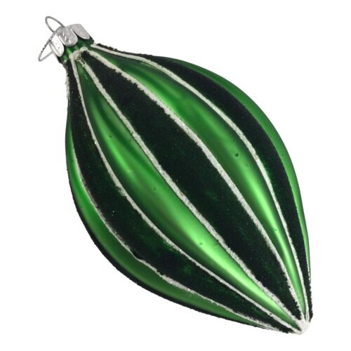 Bauble, Green Striped Drop,