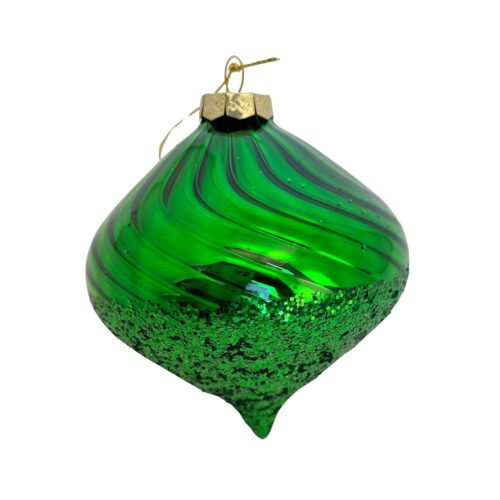 Bauble - Green Swirl with Glitter Bottom Sultan
